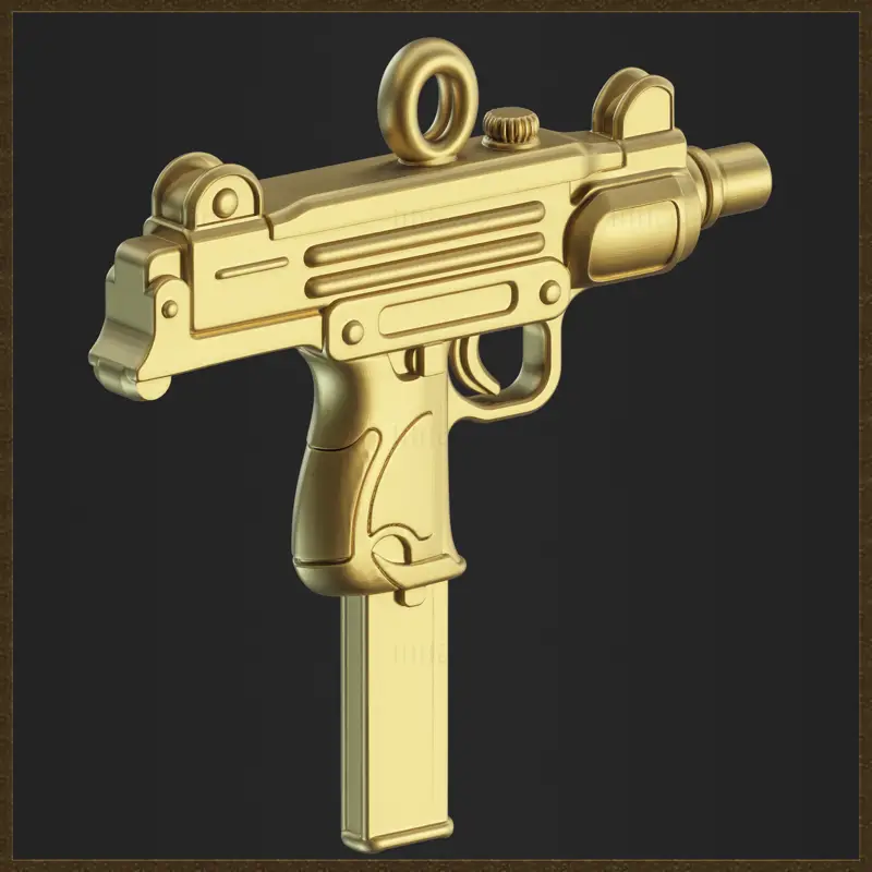Goldenes Ornament-Schmuckdesign für Uzi-Maschinenpistolen, 3D-Druckmodell
