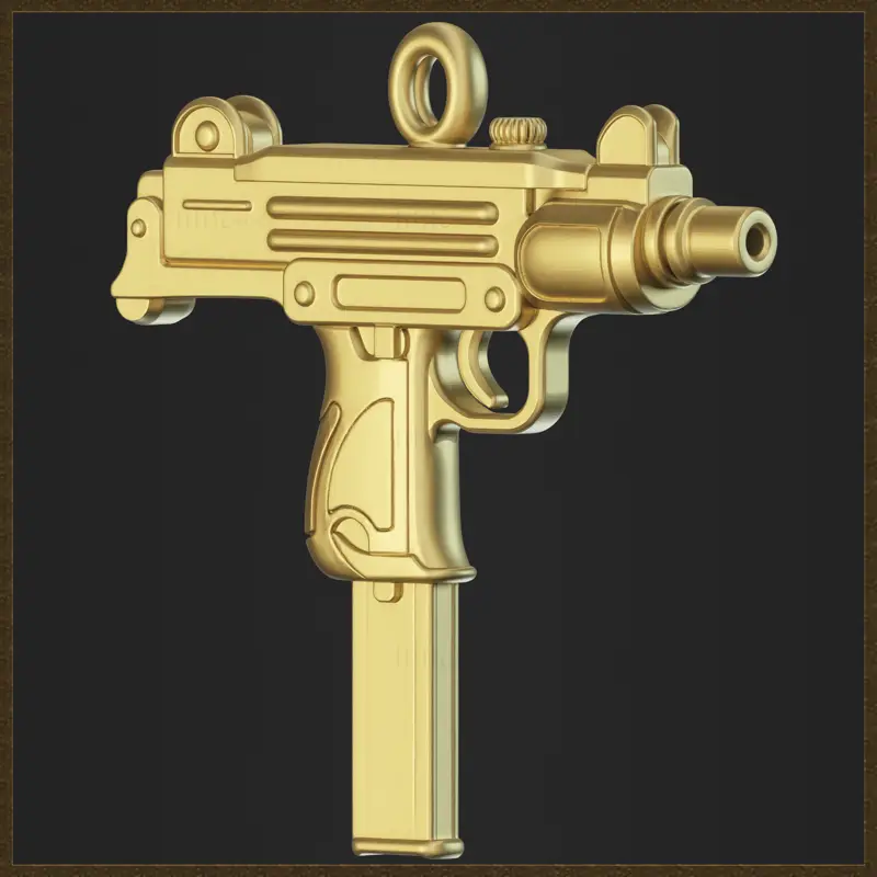 Goldenes Ornament-Schmuckdesign für Uzi-Maschinenpistolen, 3D-Druckmodell