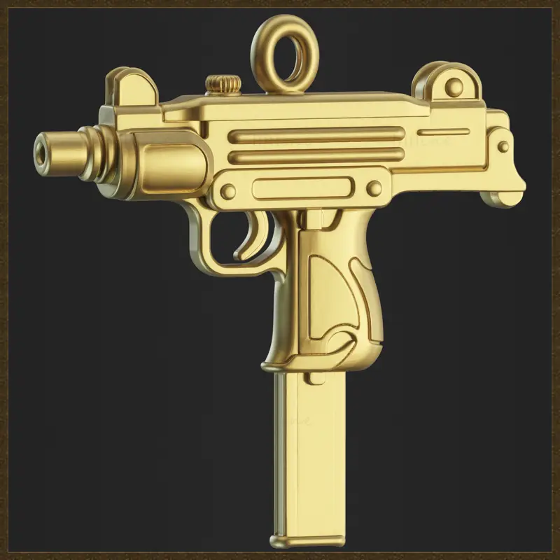 Goldenes Ornament-Schmuckdesign für Uzi-Maschinenpistolen, 3D-Druckmodell