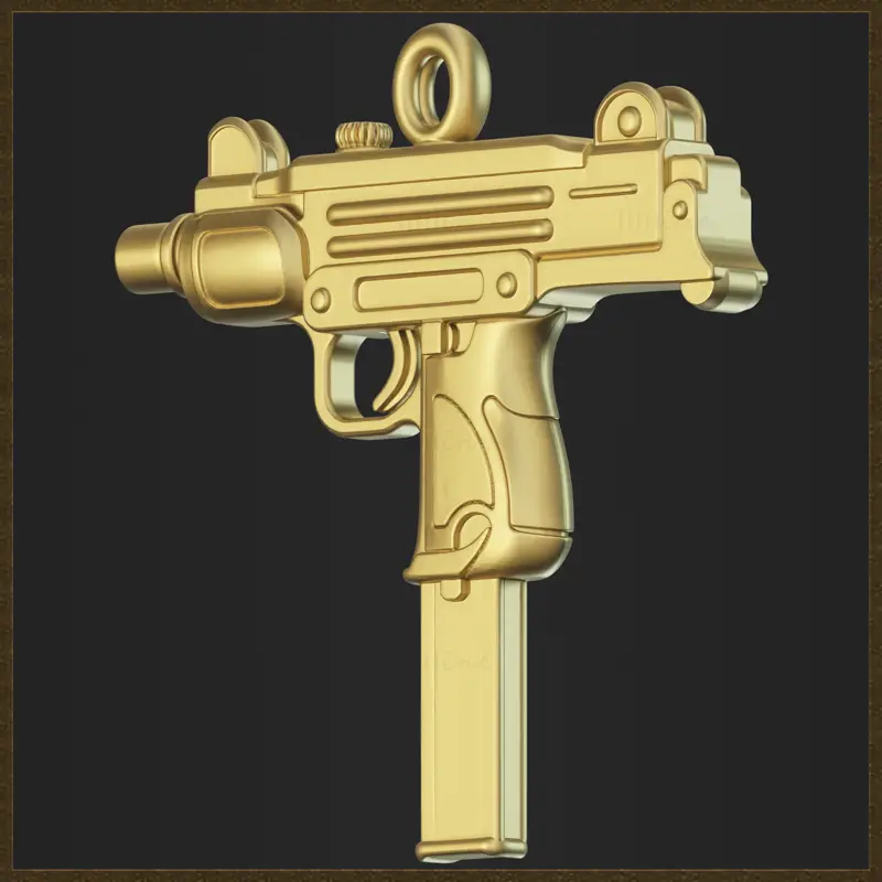 Goldenes Ornament-Schmuckdesign für Uzi-Maschinenpistolen, 3D-Druckmodell