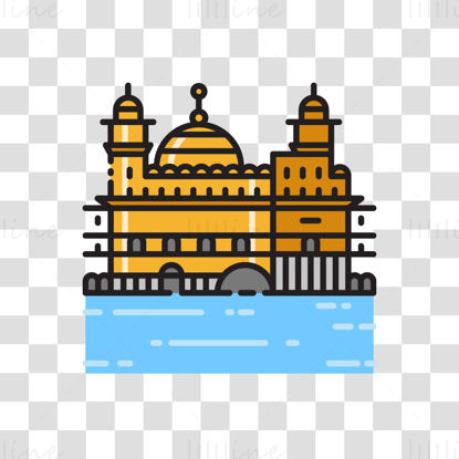 Zlati tempelj v Amritsarju vektorska ilustracija