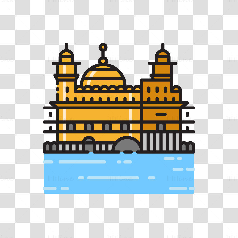 Ilustração vetorial do Templo Dourado de Amritsar