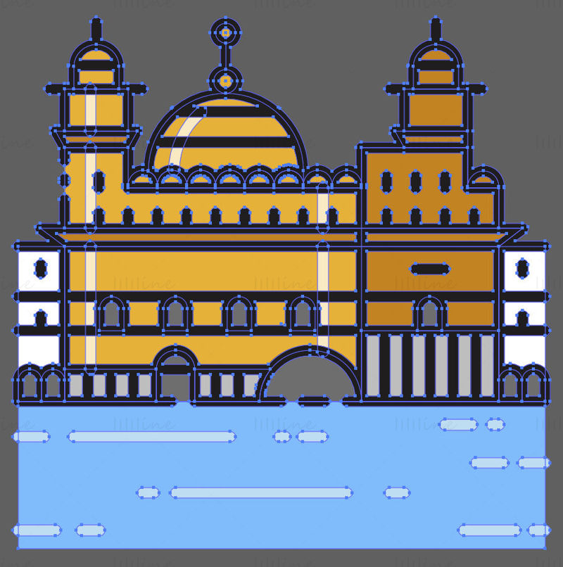 Golden Temple of Amritsar vector illustration