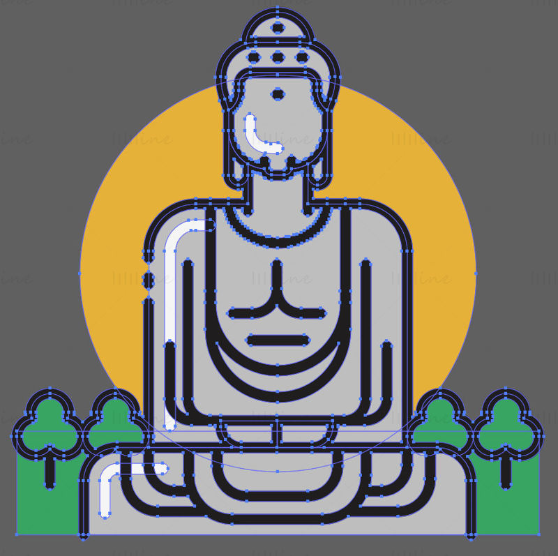 Velký Buddha z Kamakura vektorové ilustrace