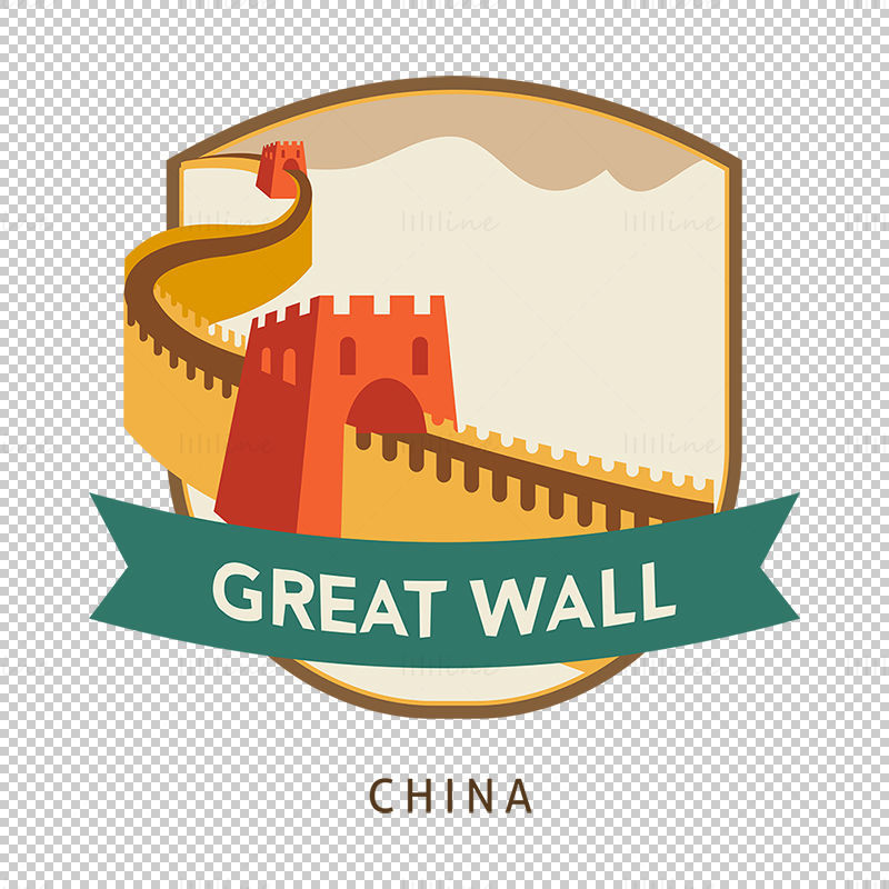 Elementos icónicos de la Gran Muralla vector eps png