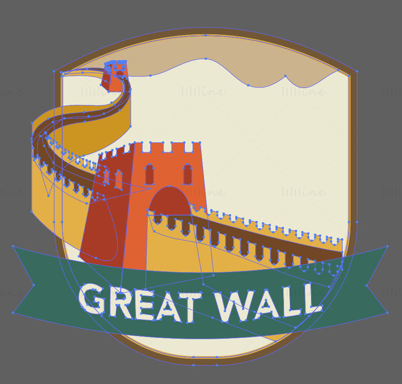 Elementos icónicos de la Gran Muralla vector eps png