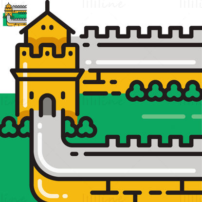 Great Wall of China vector icon