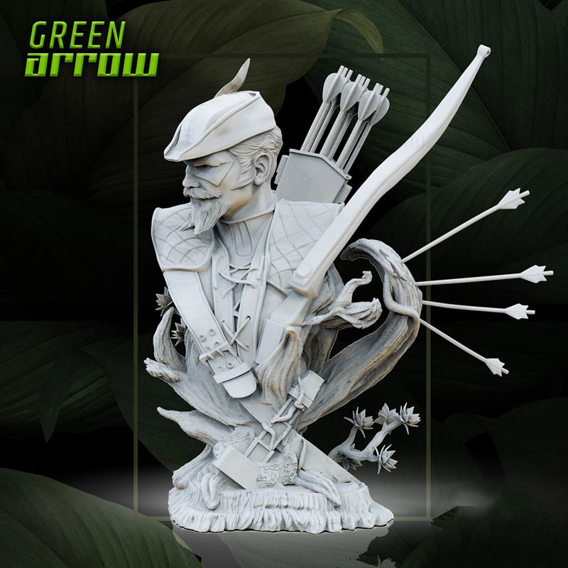Green Arrow Bust 3D Model Ready to Print STL