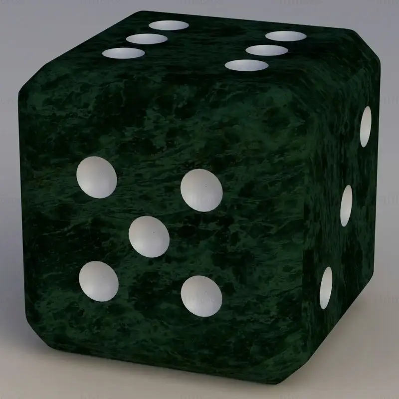 Green Marbleized Dice With White Pips 2in 3D Printing Model STL