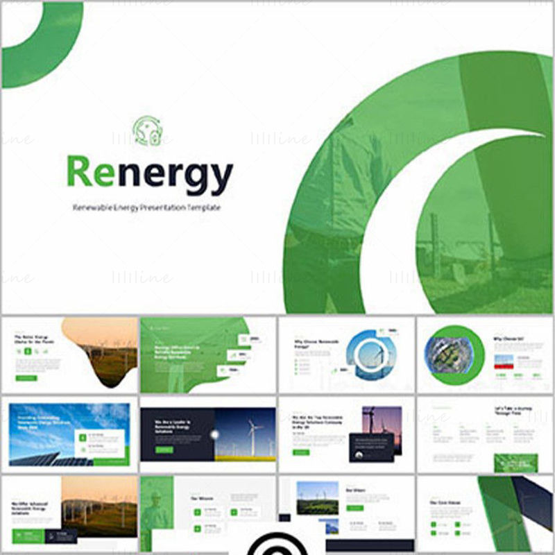 Șablon PowerPoint pentru energie regenerabilă verde