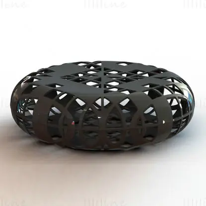 Šedá lavice kruhového tvaru 3D tiskový model STL