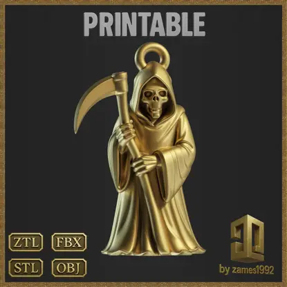 Grim Reaper Kolye Takı Tasarımı 3D Baskı Modeli