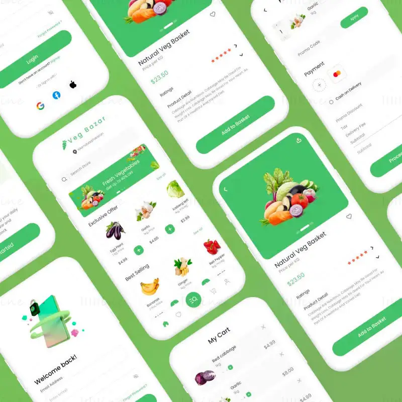 Šablona návrhu UI/UX aplikace pro potraviny Figma