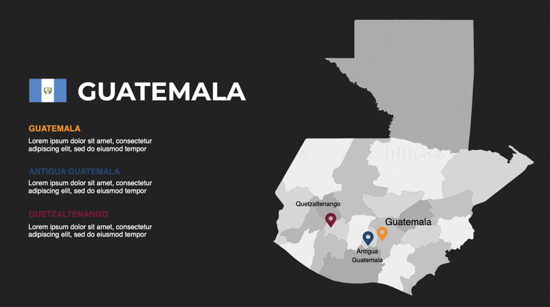 Guatemala-Infografiken, bearbeitbare PPT- und Keynote-Karte