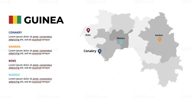 Guinea Infographics Map editable PPT & Keynote