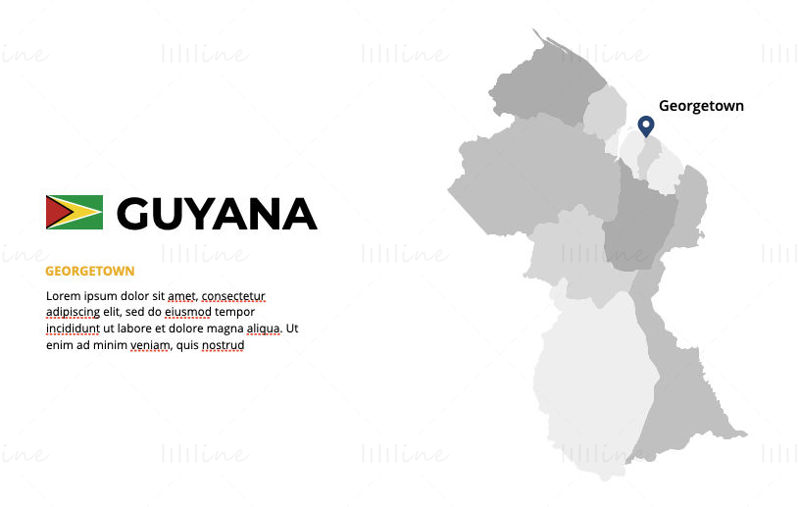 Guyana-Infografik-Karte, bearbeitbare PPT und Keynote