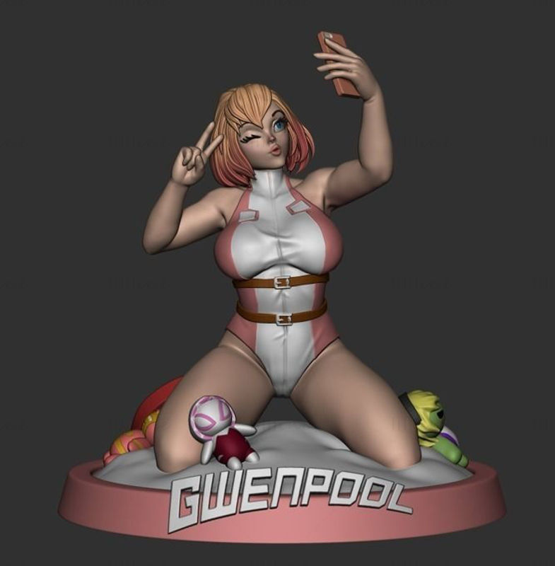 Model 3D Gwenpool gata de imprimat