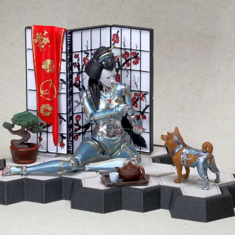 Archivo STL del modelo de impresión 3D de la geisha cíborg H1N4