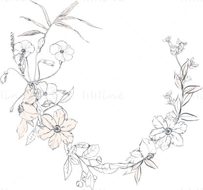 Hand-painted pencil sketch line art flower png