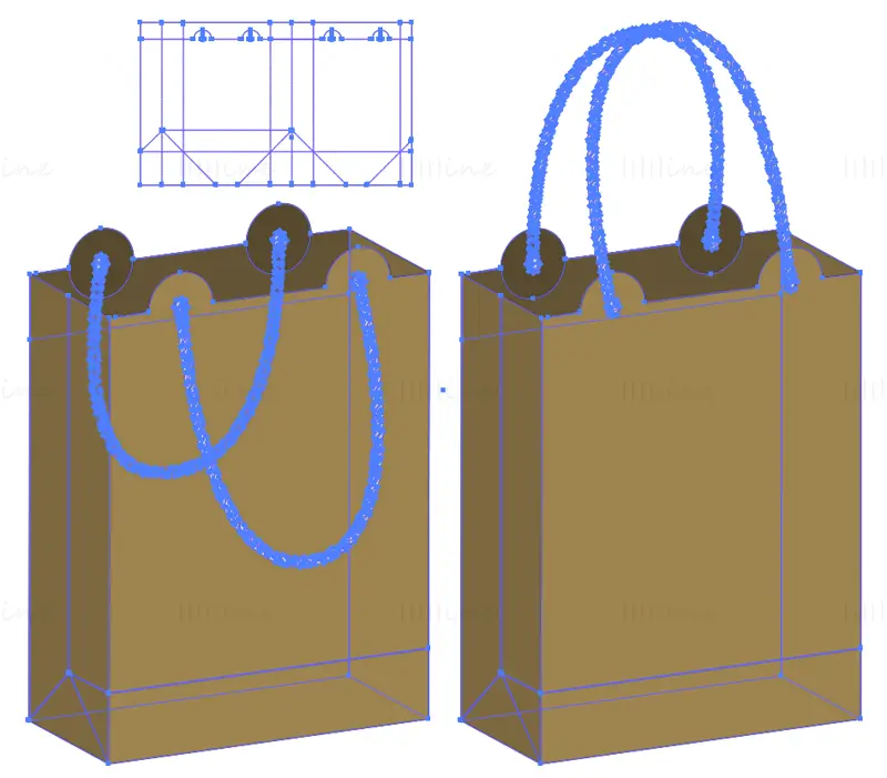 Handbag die cutting line vector