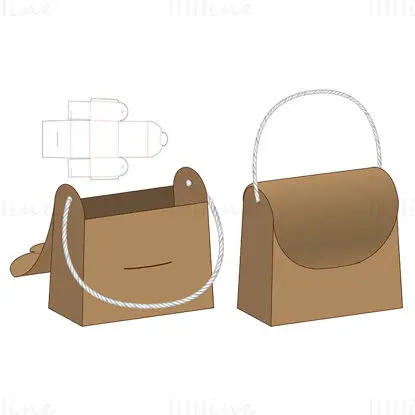 Handbag style gift packaging bag dieline vector