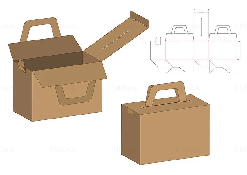 Handle packaging box dieline vector