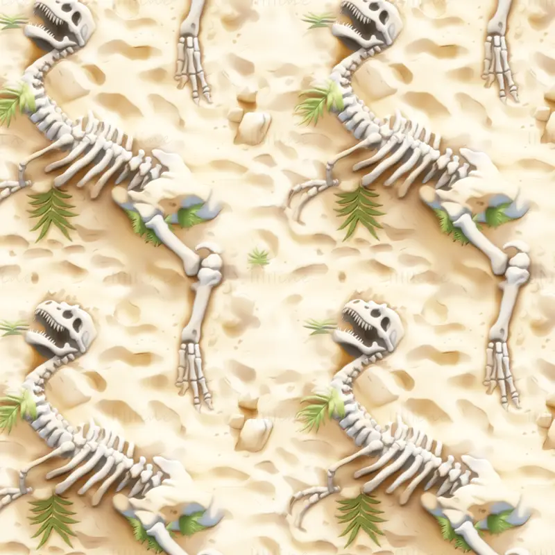 Handpainted Dinosaur Bones Ground Seamless Texture