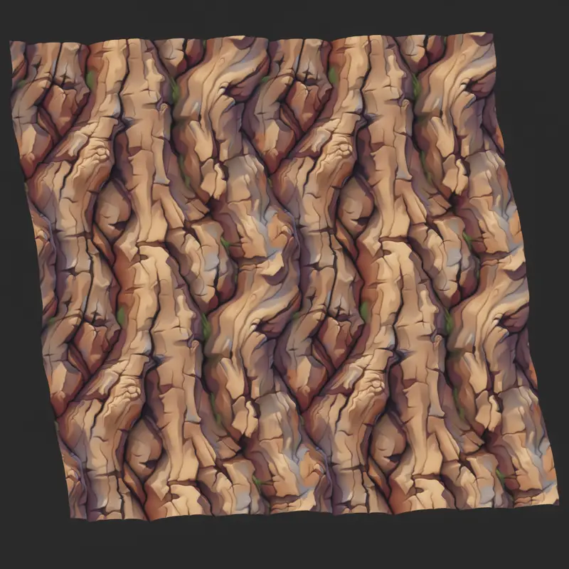 Handpainted Tree Bark Seamless Game Texture