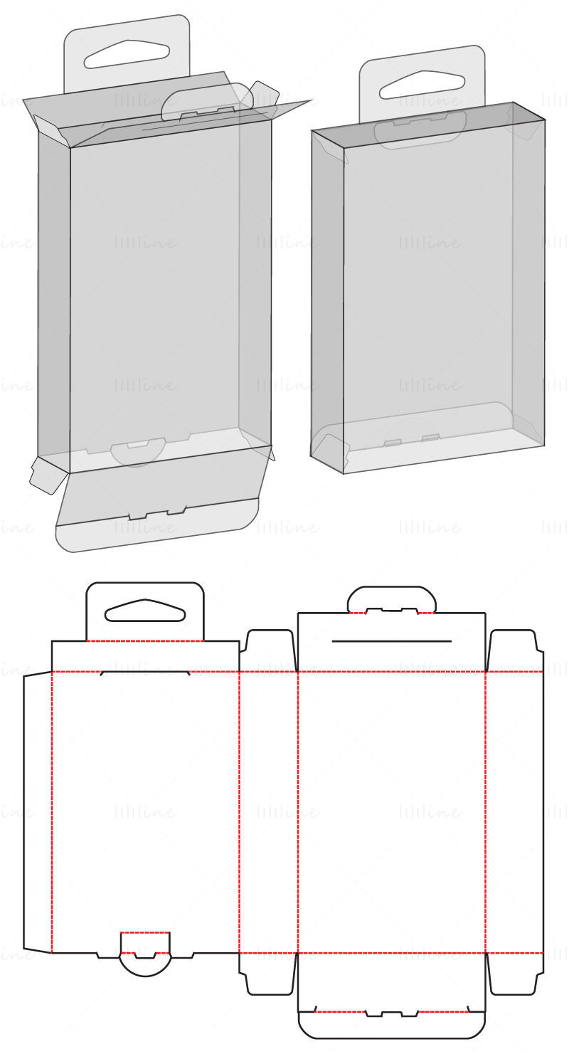 Vector EPS de dieline de embalaje de caja colgante