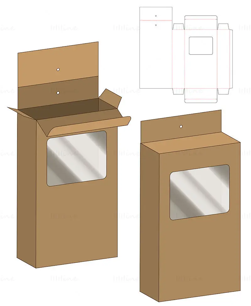 Hanging product packaging box dieline vector