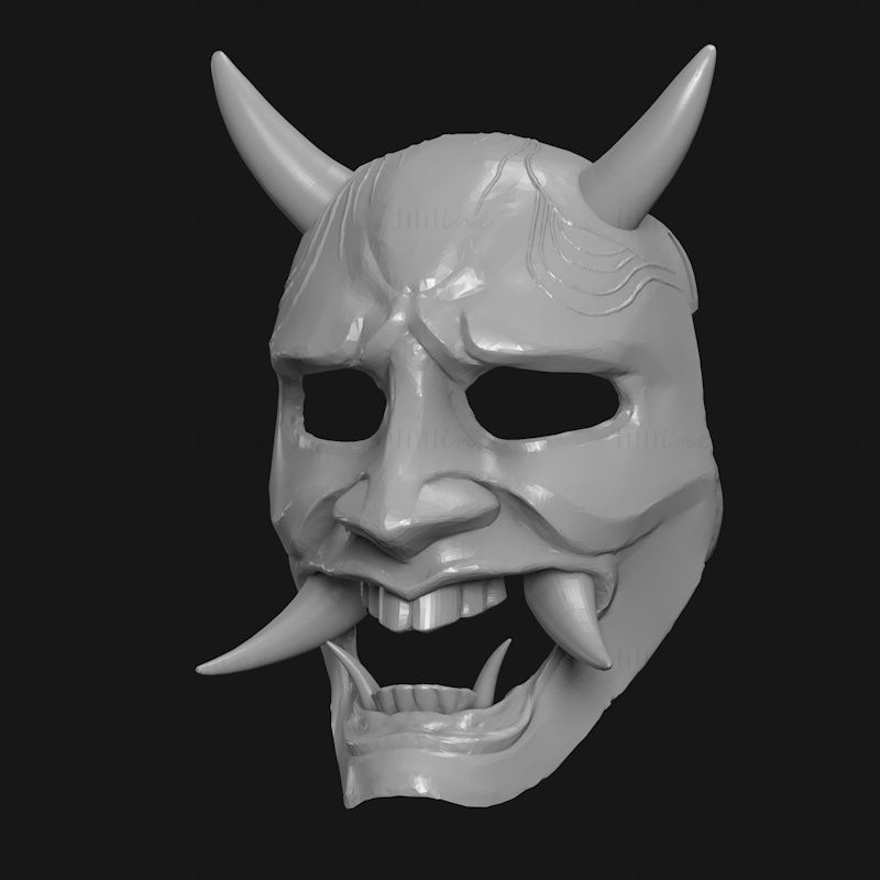 3D tiskový model masky Hannya (maska japonského démona).