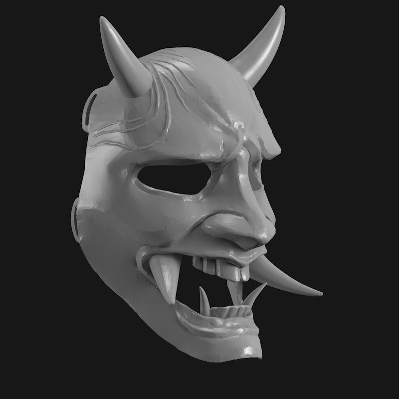 3D tiskový model masky Hannya (maska japonského démona).