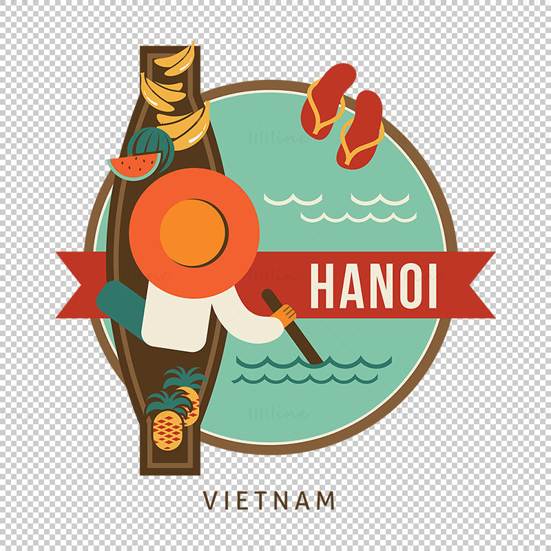 Elementos icónicos de la ciudad de Hanoi vector eps png