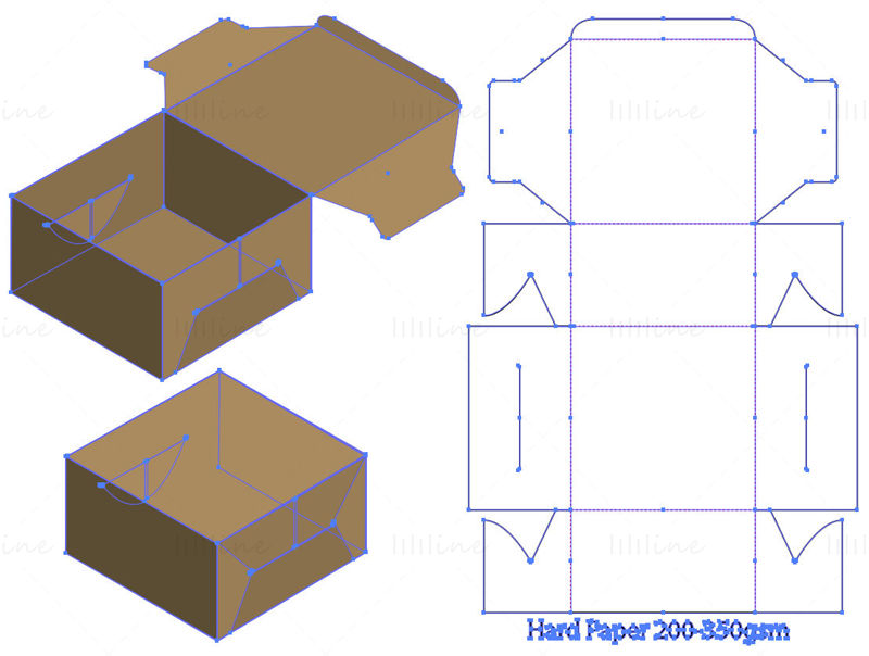 Vettore del modello Dieline di imballaggio della scatola di carta dura