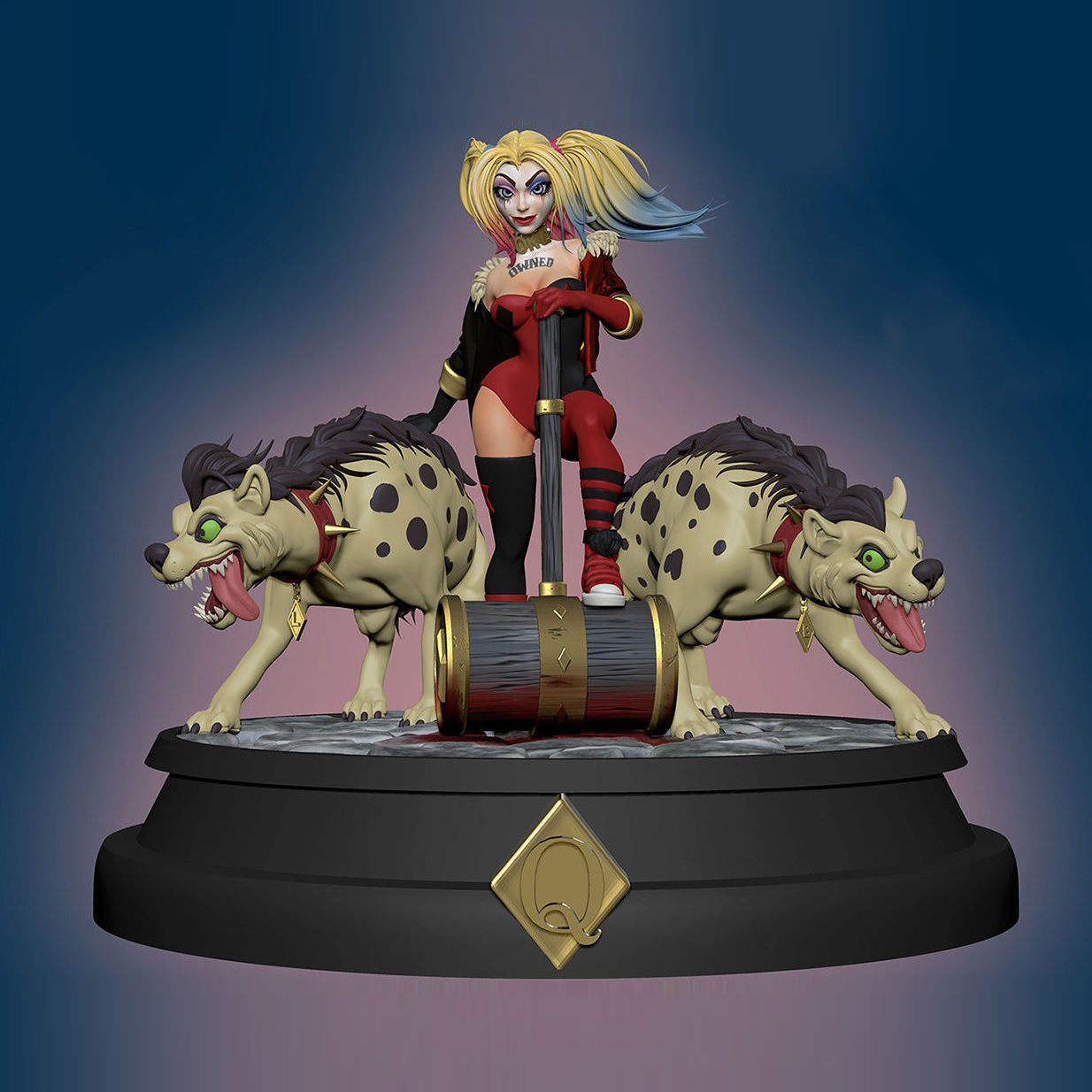 Harley Quinn With Jackals 3d Printing Model Stl 