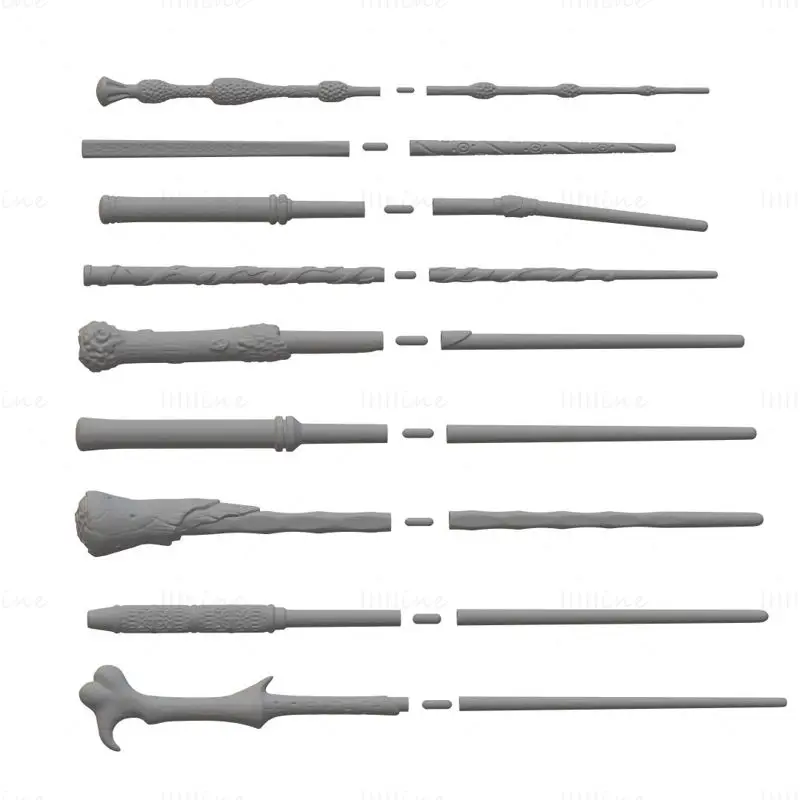 Conjunto de varinhas da série Harry Potter, modelo de impressão 3D, arquivos STL