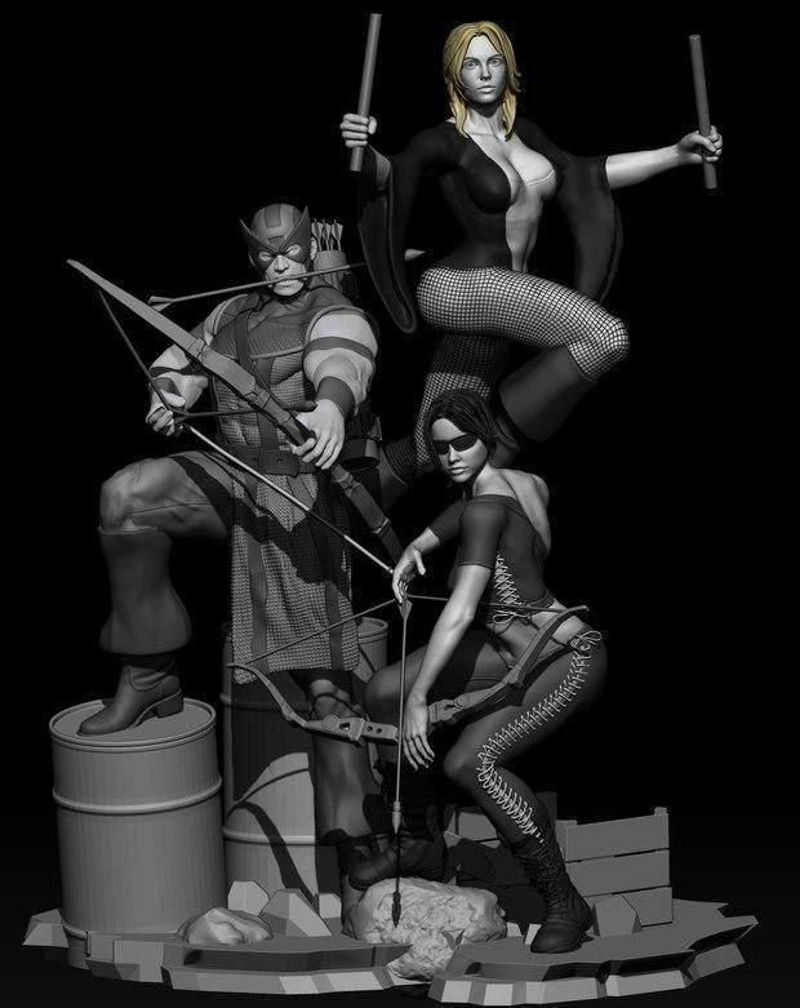 Hawkeye diorama 3D-model klaar om STL OBJ FBX af te drukken