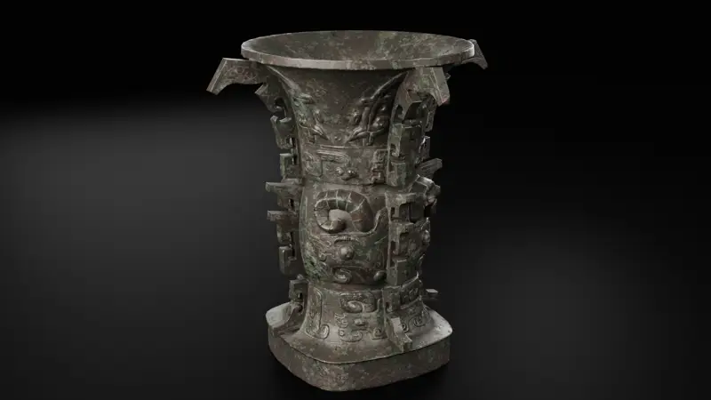 He Zun-a Chinese Zhou Dynasty Ritual Wine Vessel 3D Model