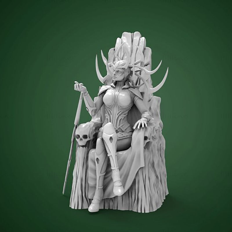 Hela on Throne 3D Model Ready to Print STL