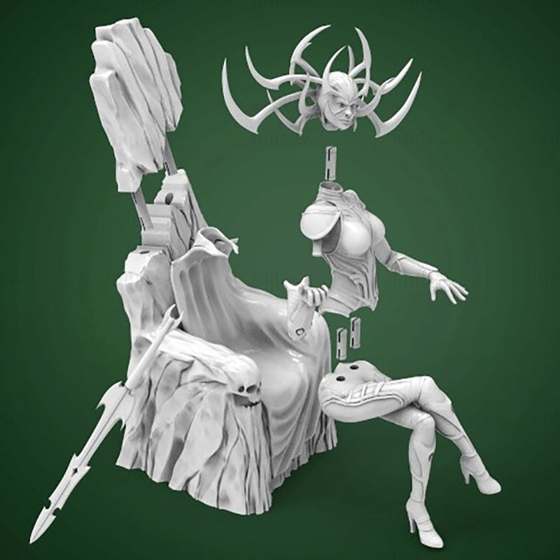 Hela on Throne 3D Model Ready to Print STL