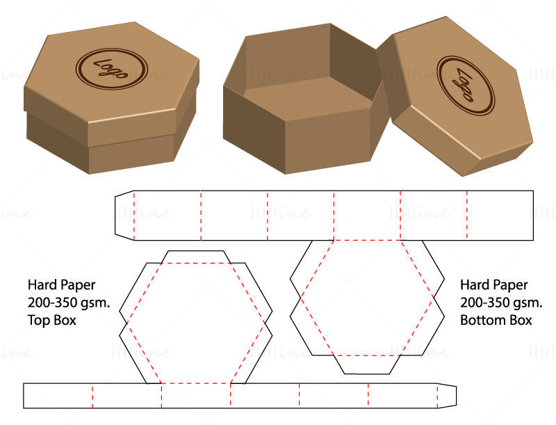 Hexagon box dieline EPS