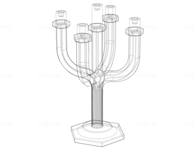 六角形蜡烛树台 3D 打印模型