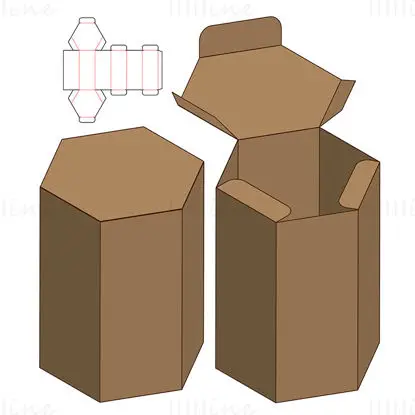 Hexagonal packaging box dieline vector