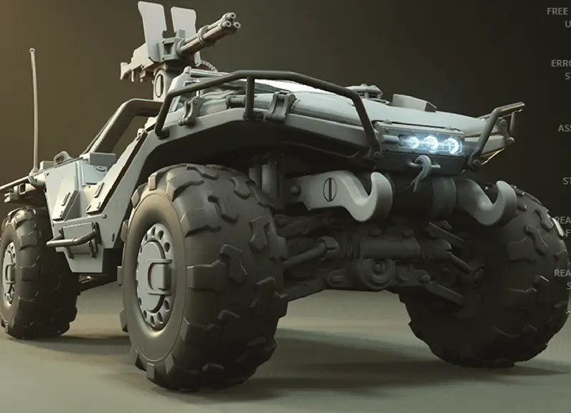 Висококачествен Halo Warthog Sci-Fi Vehicle 3D Print Model STL файлове за DLP/SLA/SLS