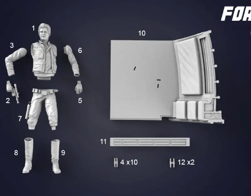 Kiváló minőségű Han Solo 3D modell STL nyomtatásra készen