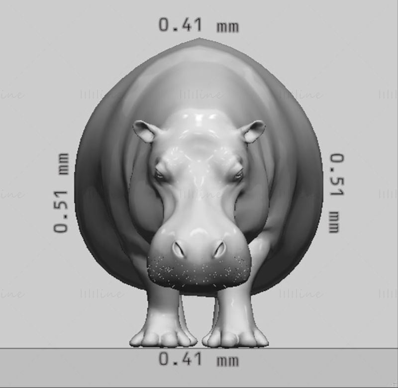 Hippopotamus Animal 3D Print Model