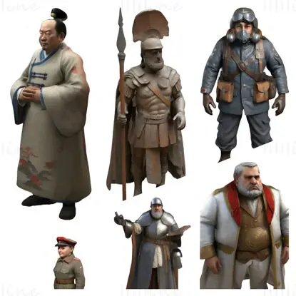 Colección de modelos impresos en 3D de personajes históricos a través del tiempo