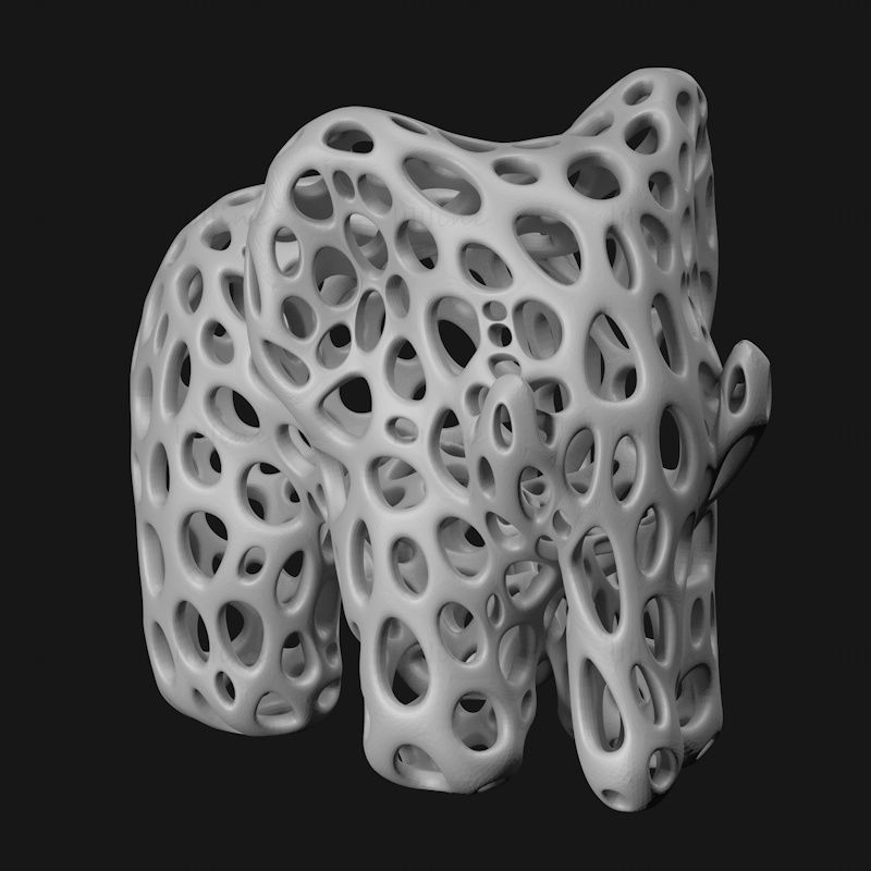 3d модель полого орнамента в виде слона