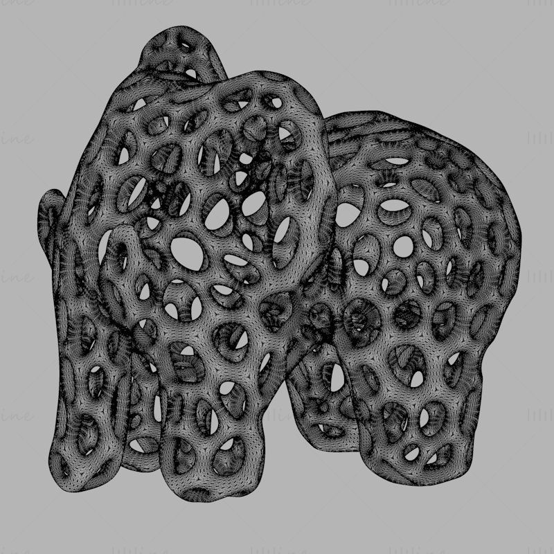 3d модель полого орнамента в виде слона
