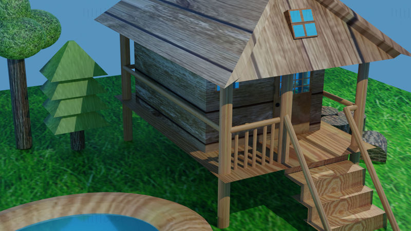 家庭庭院3d场景模型